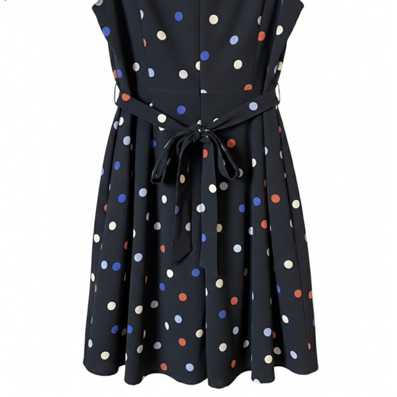 Lane Bryant Plus Size Polka Dot Black Dress Tie Waist - Picture 9 of 12